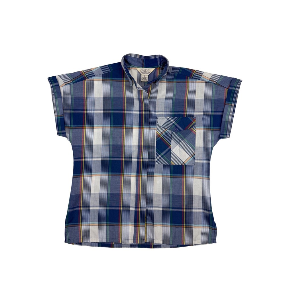 JB Collectibles Vintage Blue Plaid Short Sleeve Button Up Shirt Size 8
